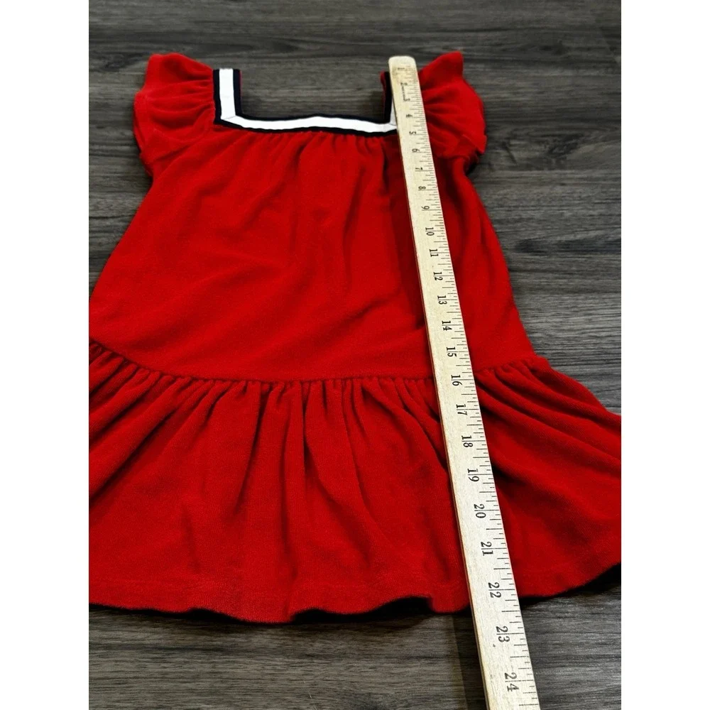 Janie and Jack Girls Dress Size 5 Red Terry Cloth Drop Waist Ruffle Swim Coverup